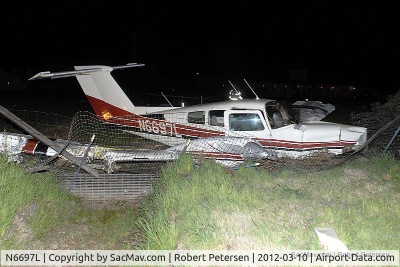 N6697L, 1979 Beech 76 Duchess C/N ME-271, This aircraft went down in a field just outside of Sacramento, CA in Rio Linda at aprox 1930Hrs, March 10, 2012 after both engines failed. There were three souls aboard and all three walked away from the incident.