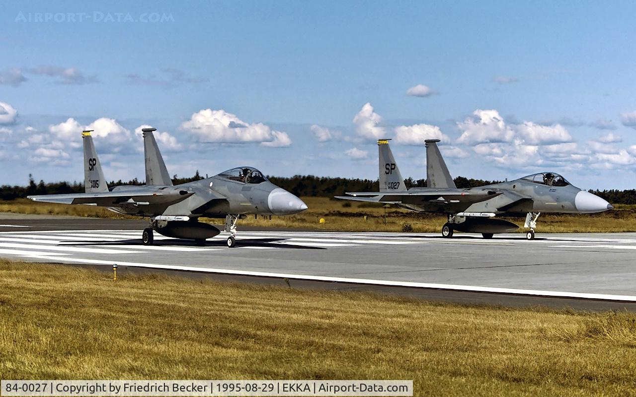 84-0027, 1984 McDonnell Douglas F-15C Eagle C/N 0938/C330, lined up for departure