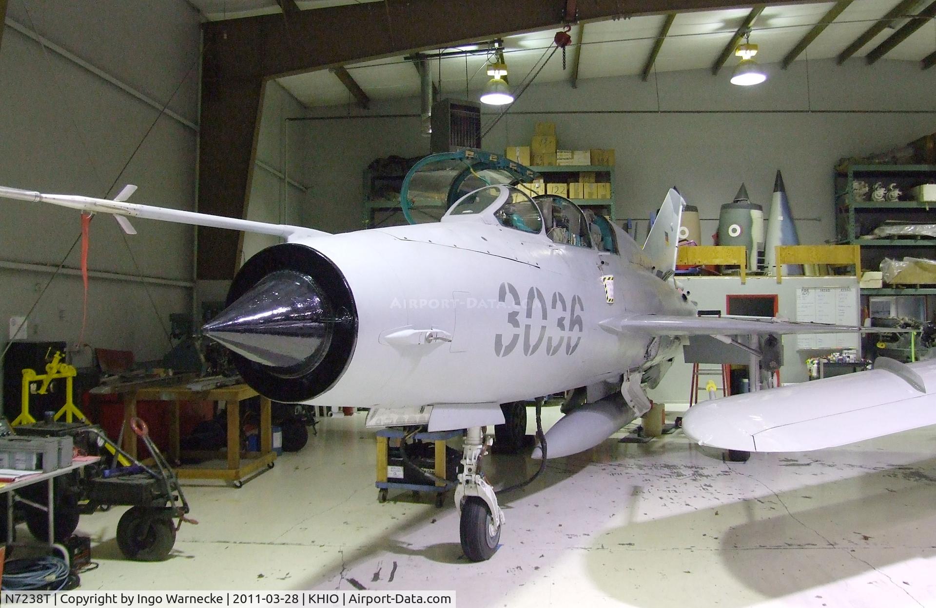 N7238T, 1974 Mikoyan-Gurevich MIG-21UM C/N 3036, Mikoyan i Gurevich MiG-21UM MONGOL-B at the Classic Aircraft Aviation Museum, Hillsboro OR