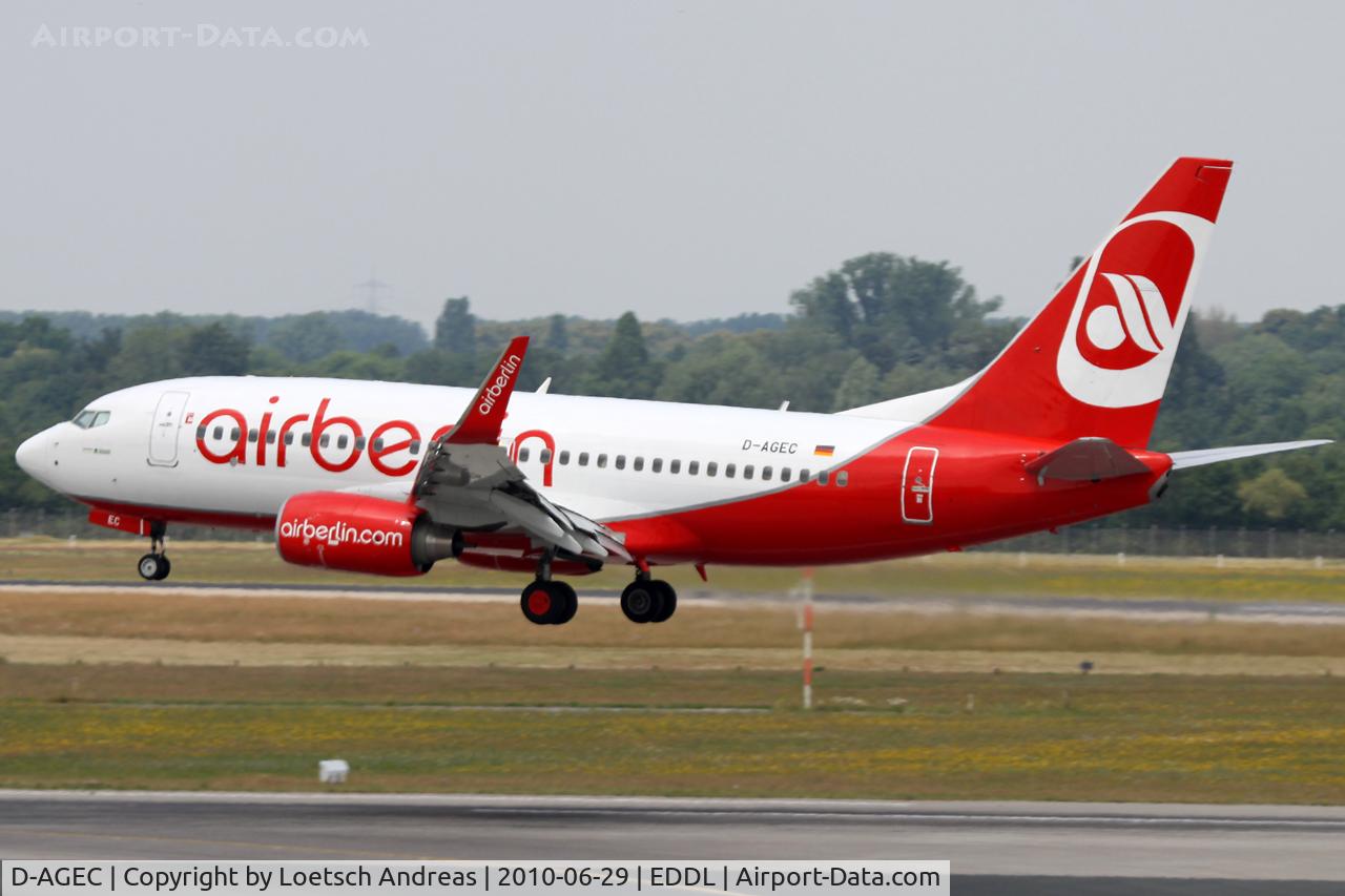 D-AGEC, 2009 Boeing 737-76J C/N 36118, landing Air Berlin
