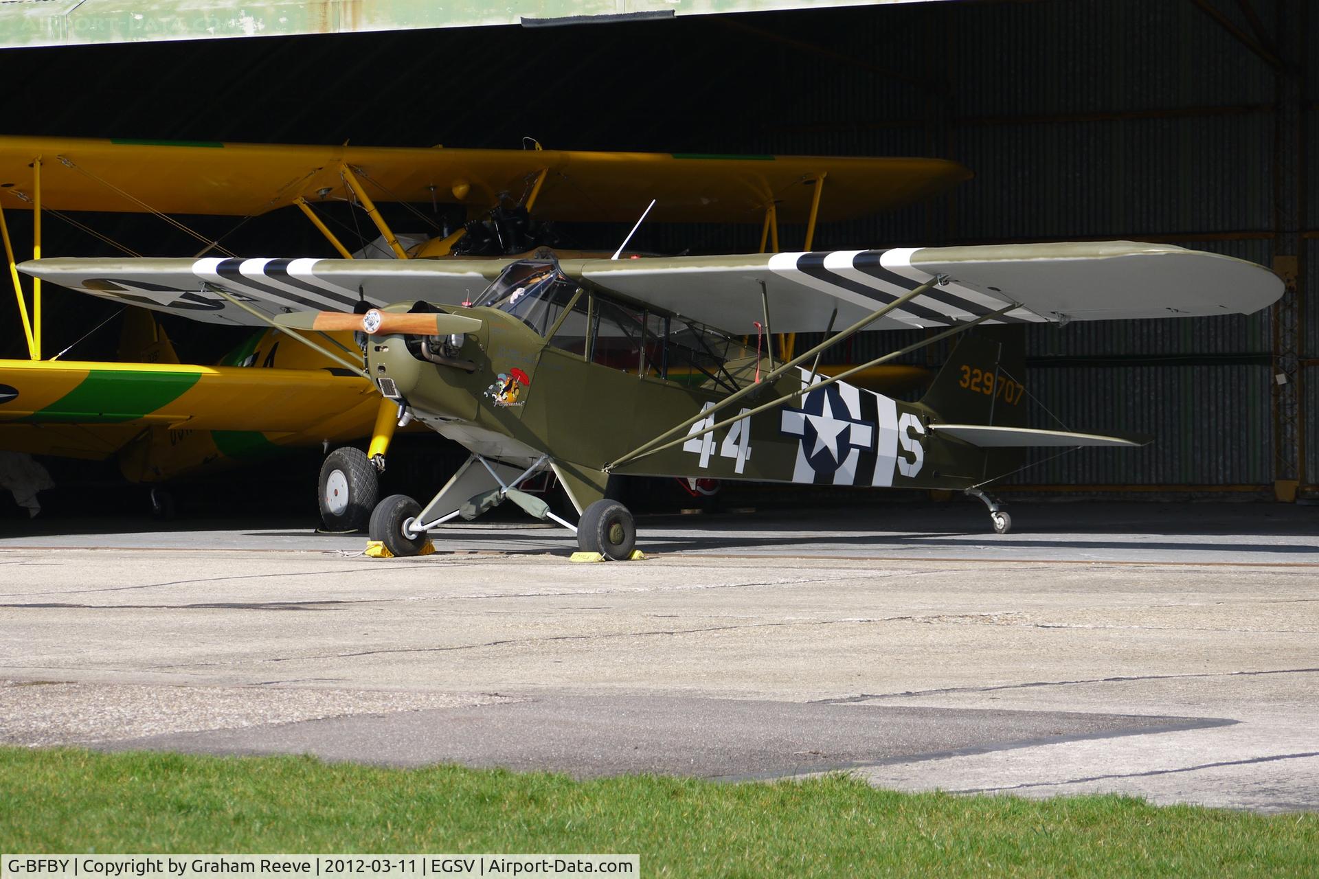 G-BFBY, 1944 Piper L-4H Grasshopper (J3C-65D) C/N 10998, Parked at Northrepps.