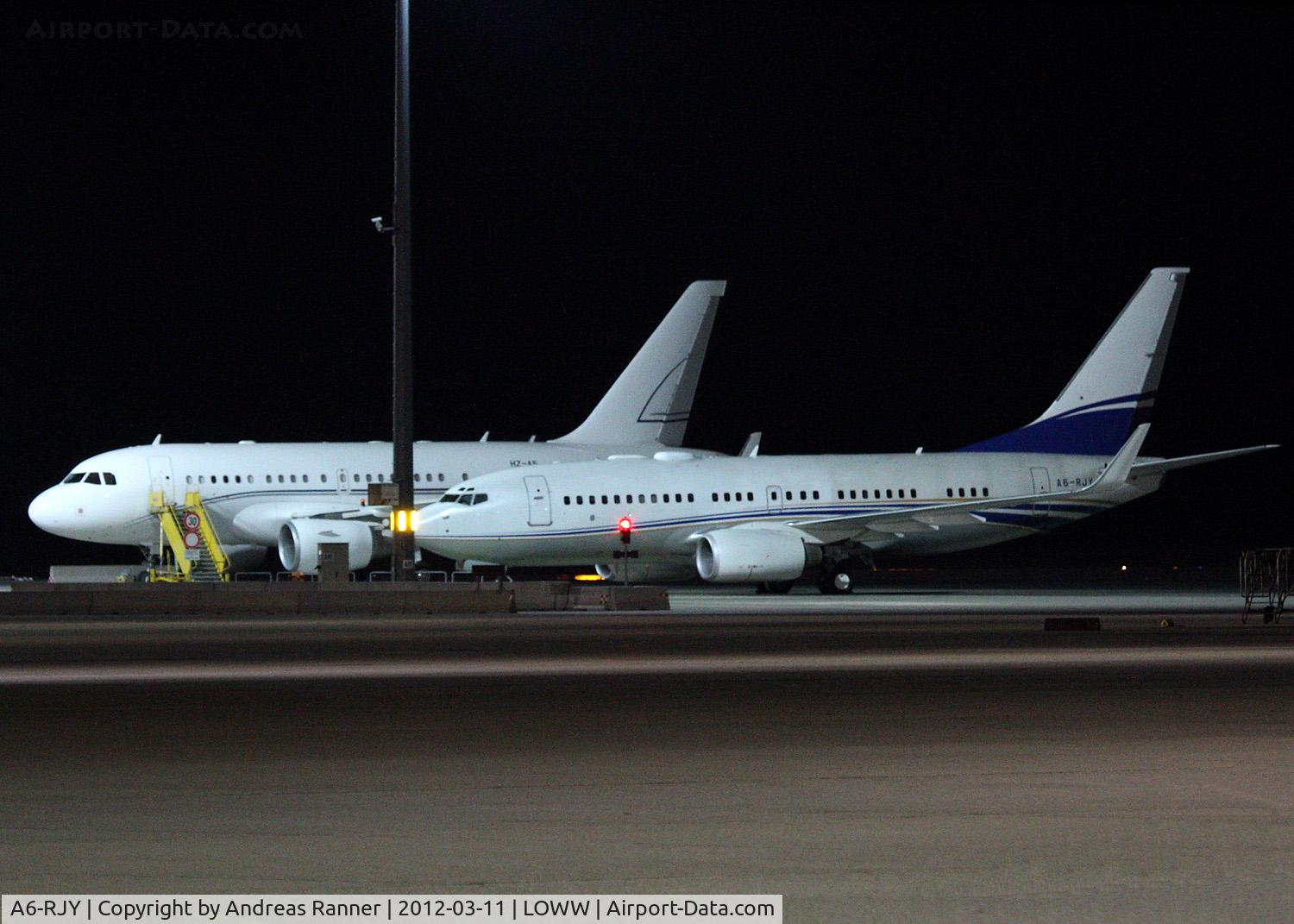 A6-RJY, 1999 Boeing 737-7Z5 BBJ C/N 29857, Royal Jet Boeing 737 with Alpha Star Airbus A318 in the background