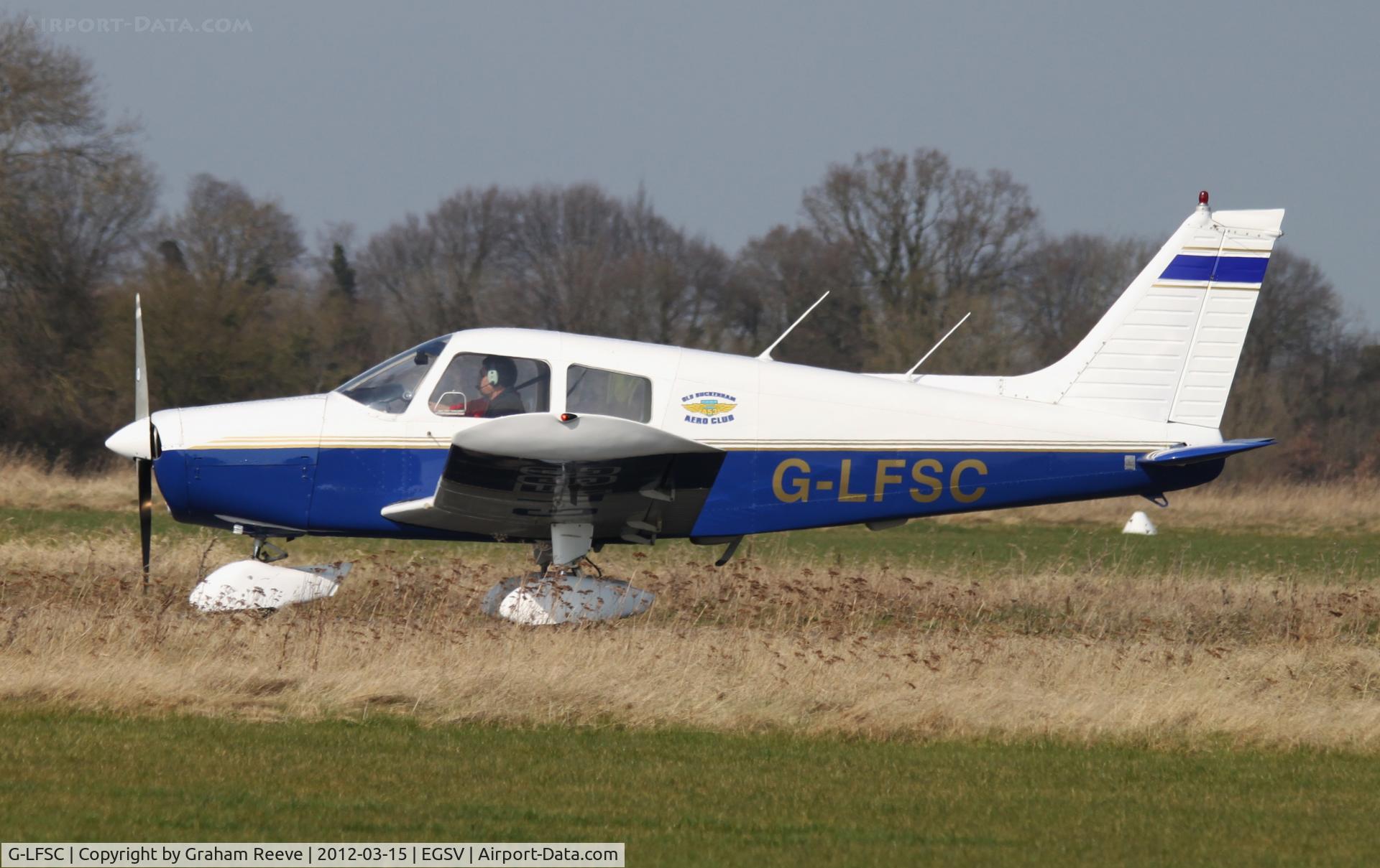 G-LFSC, 1973 Piper PA-28-140 Cherokee Cruiser C/N 28-7425005, Just landed.