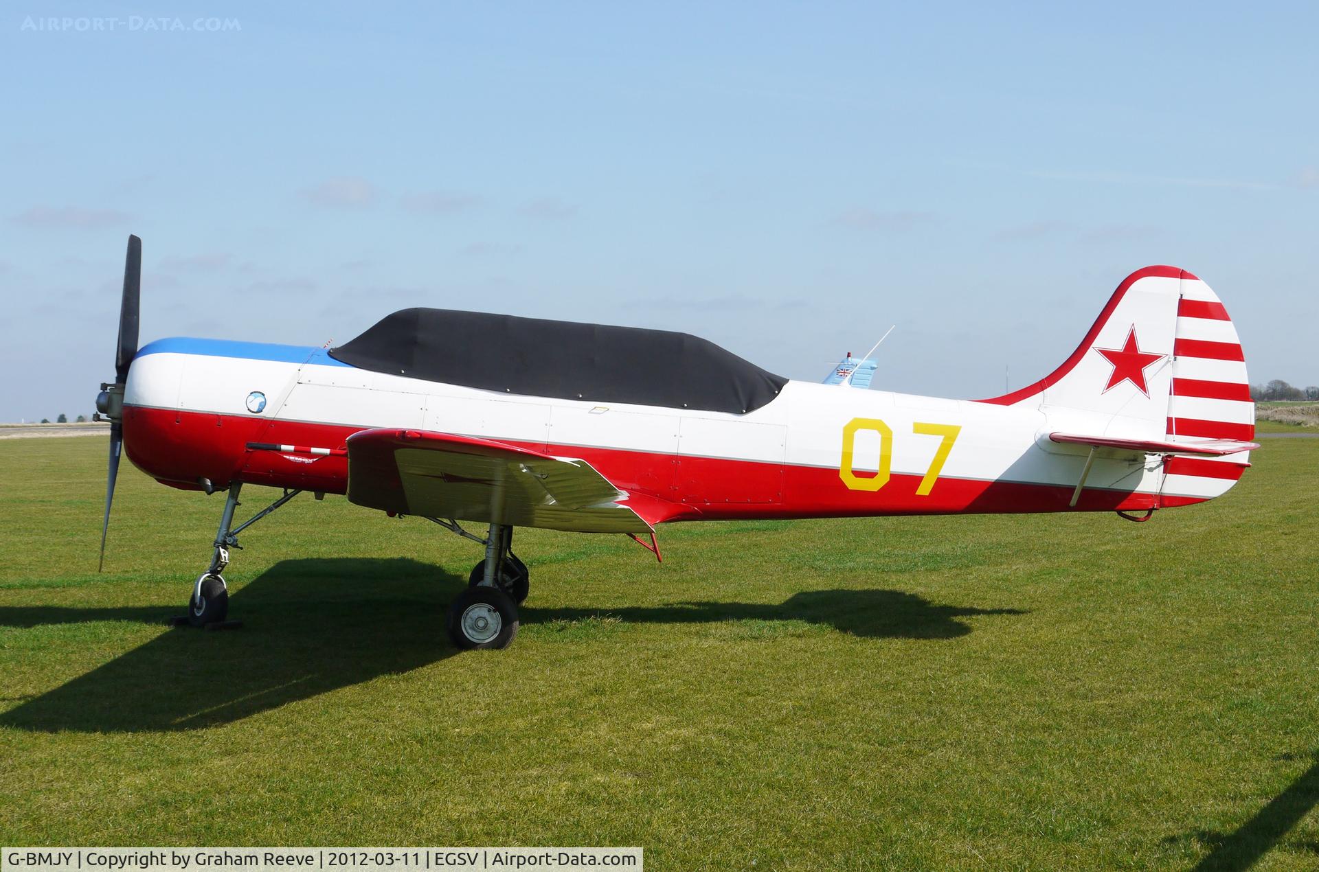 G-BMJY, 1964 Yakovlev Yak C-18A C/N 627, Parked at Old Buckenham.