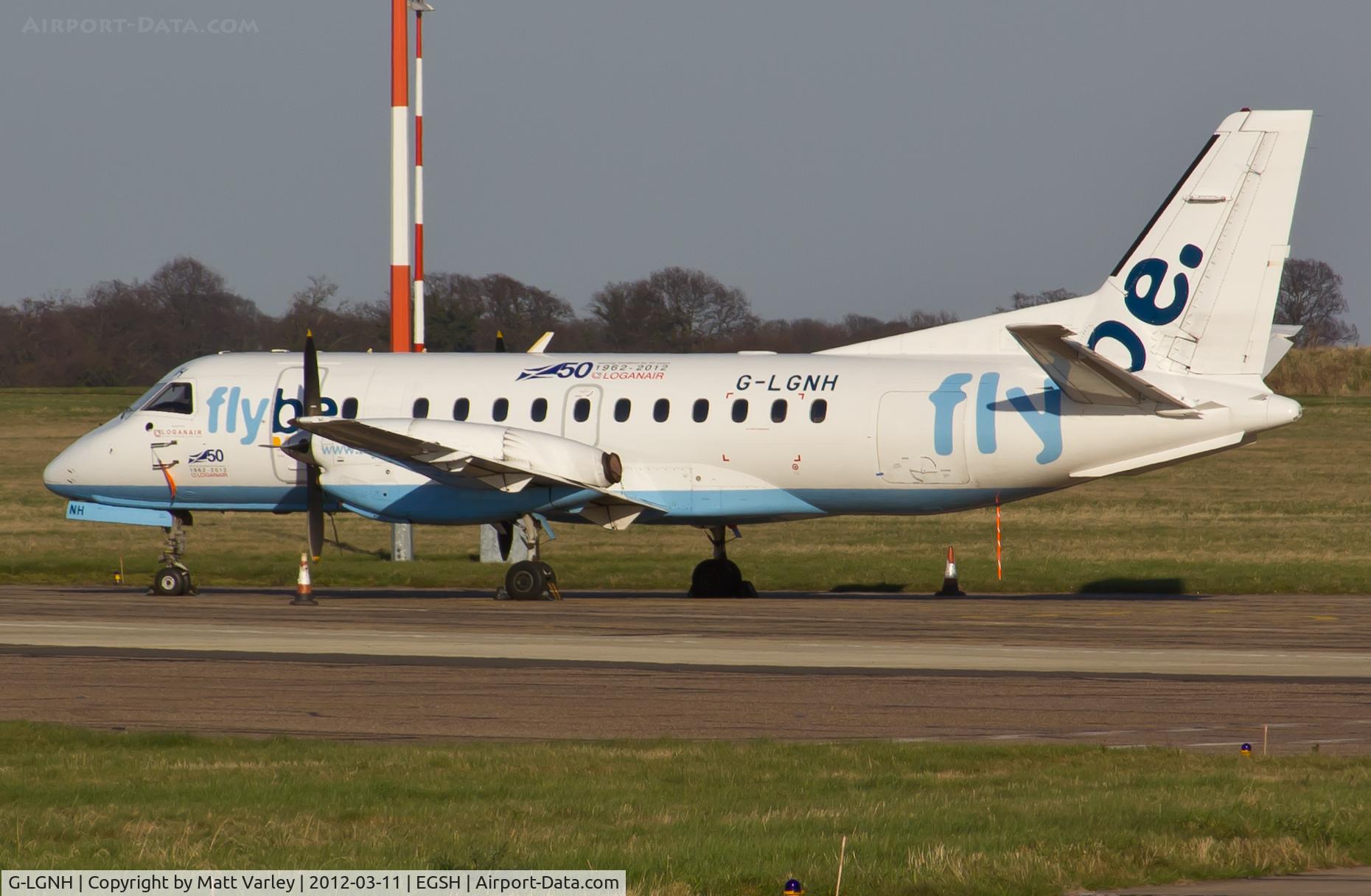 G-LGNH, 1993 Saab SF340B C/N 340B-333, Sat on stand 8 after arriving the day before with the Wigan football team on board.
