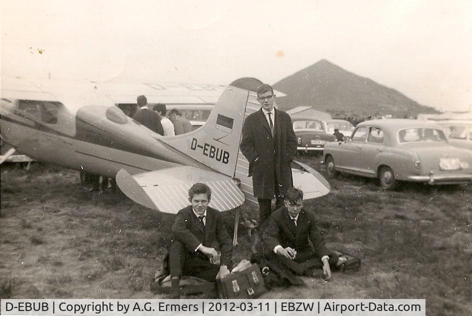 D-EBUB, Cessna 170B C/N 26934, This picture was taken at the end of August back in 1963! Though the plane can only partly been seen here, I found it a pleasure to share. Nearly fifty years old and still operational.
Hope the owner loves it.