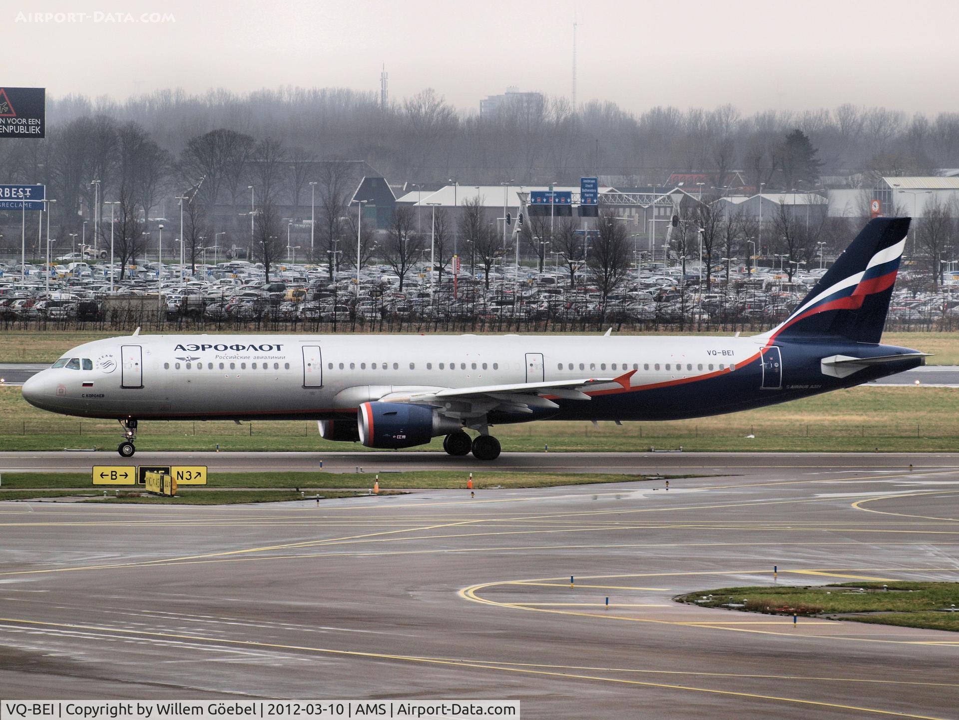 VQ-BEI, 2009 Airbus A321-211 C/N 4148, Landing on runway 27 of Schiphol Airport
