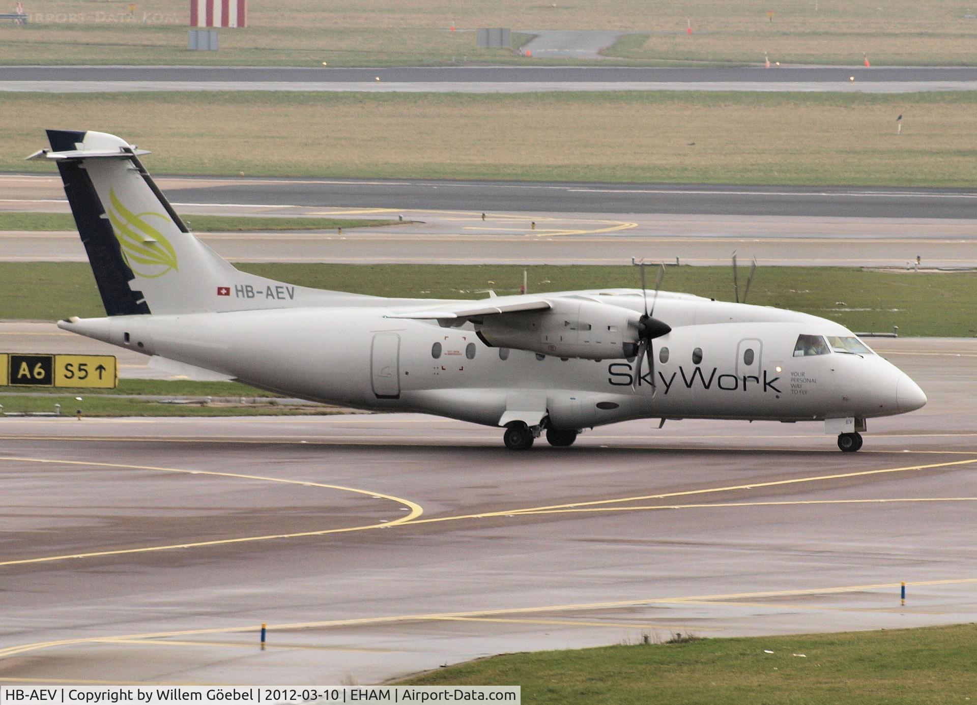 HB-AEV, 1995 Dornier 328-110 C/N 3056, Landing on runway R36 of Schiphol Airport