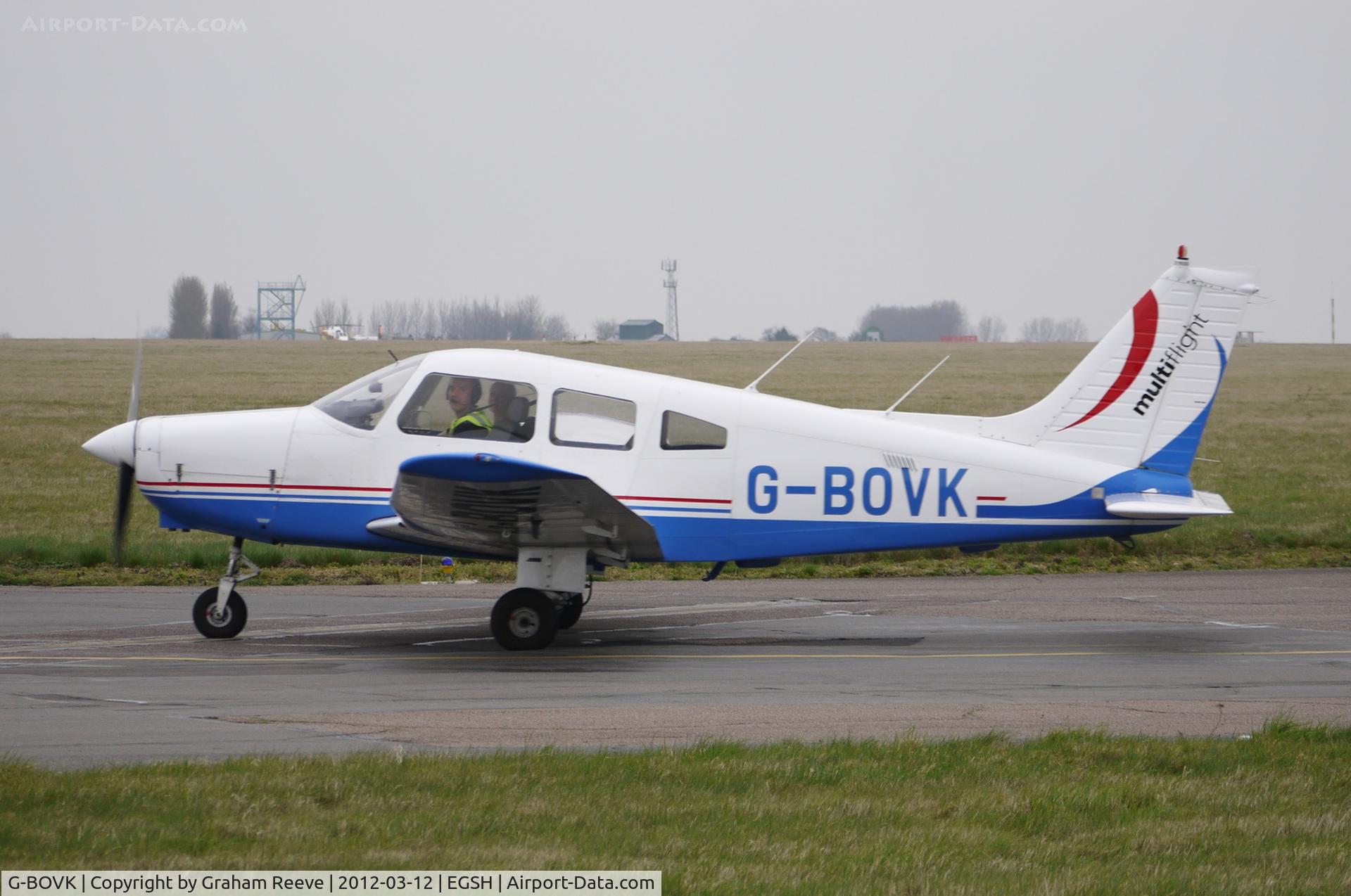 G-BOVK, 1985 Piper PA-28-161 Cherokee Warrior II C/N 28-8516061, Just landed.