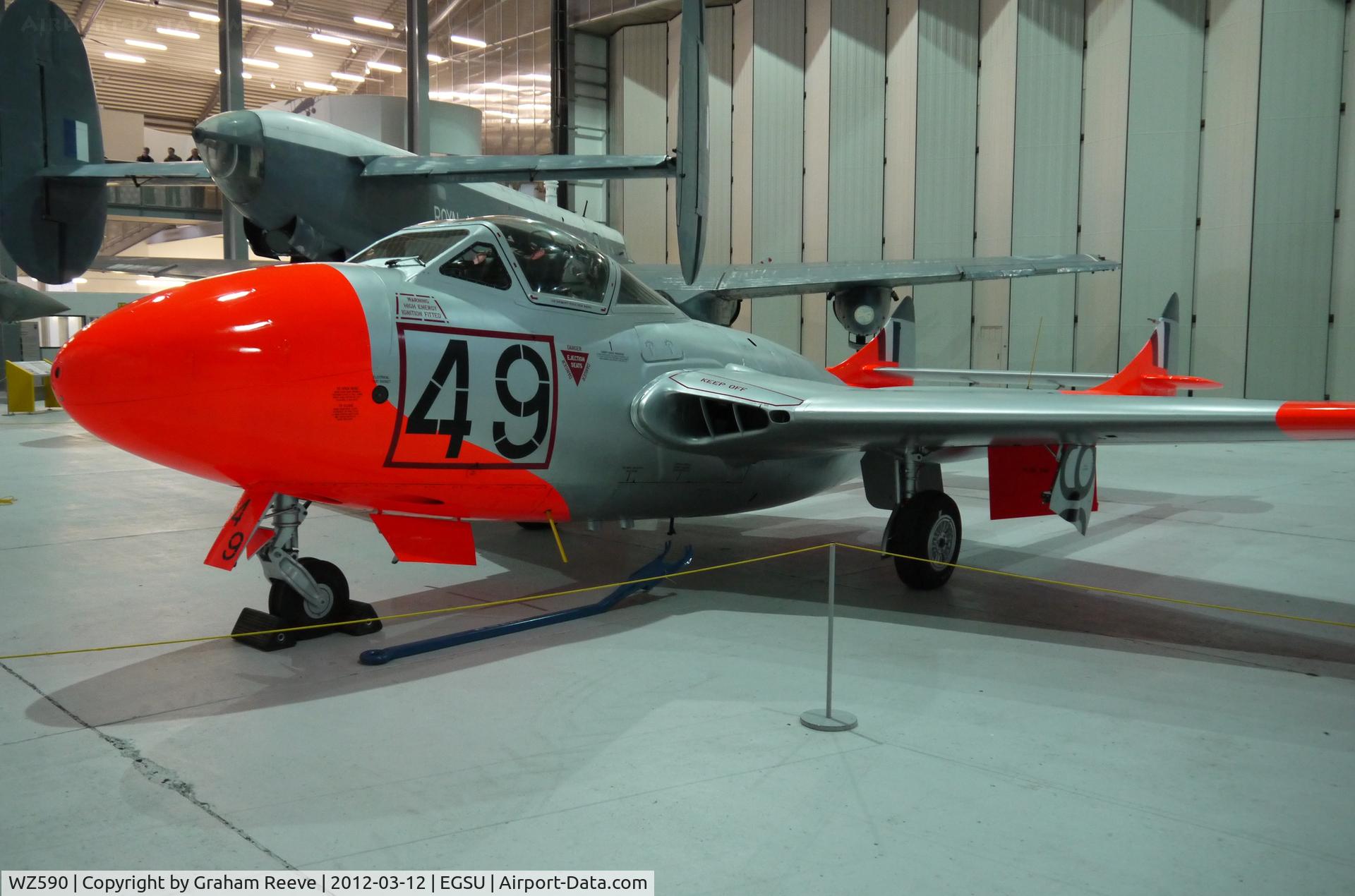 WZ590, 1953 De Havilland DH-115 Vampire T.11 C/N 15165, On display.