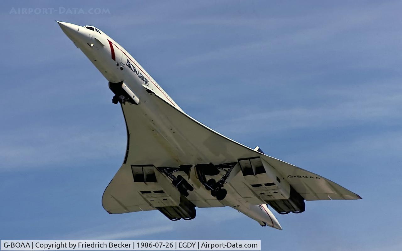 G-BOAA, 1974 Aerospatiale-BAC Concorde 1-102 C/N 100-006, take off from RNAS Yeovilton