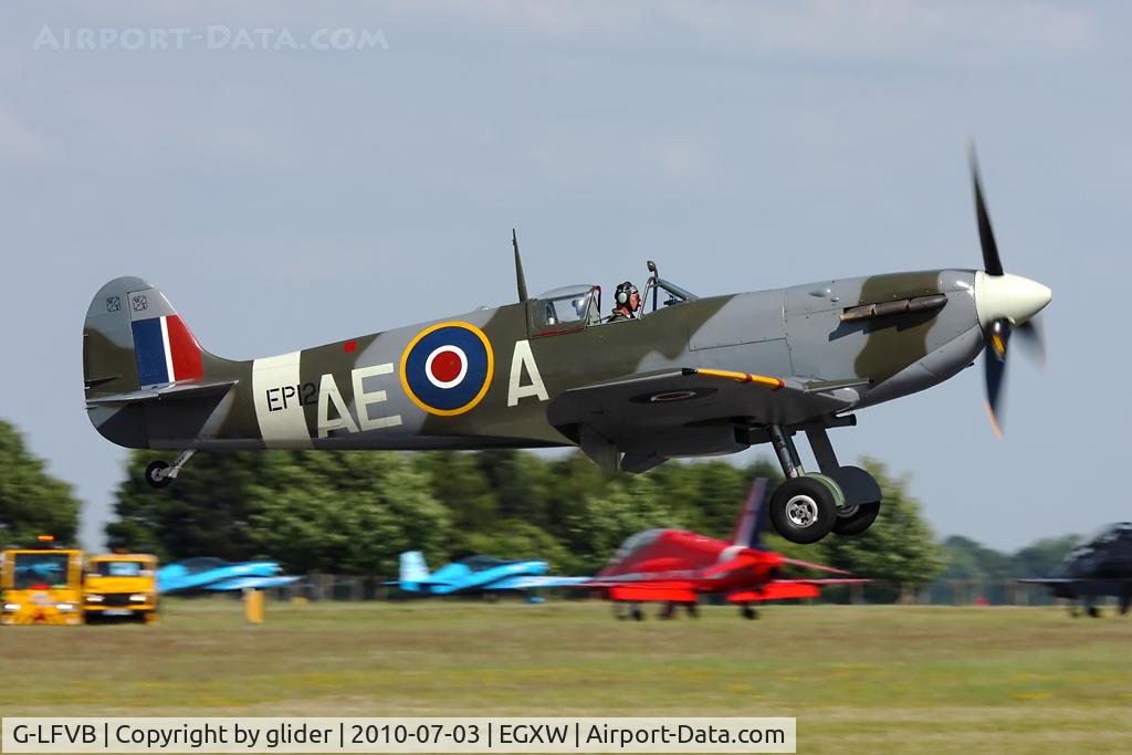 G-LFVB, 1942 Supermarine 349 Spitfire LF.Vb C/N CBAF.2403, Landing after a typical fighter curved approach