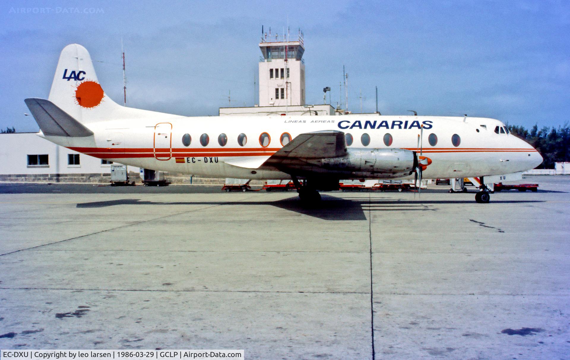 EC-DXU, 1958 Vickers Viscount 806 C/N 264, Las Palmas LPA 29.3.86
