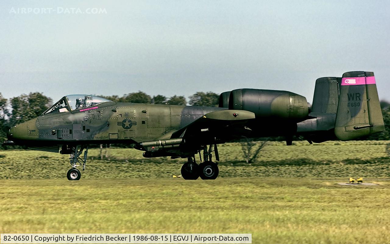 82-0650, 1980 Fairchild Republic A-10A Thunderbolt II C/N A10-0698, departure from RAF Bentwaters