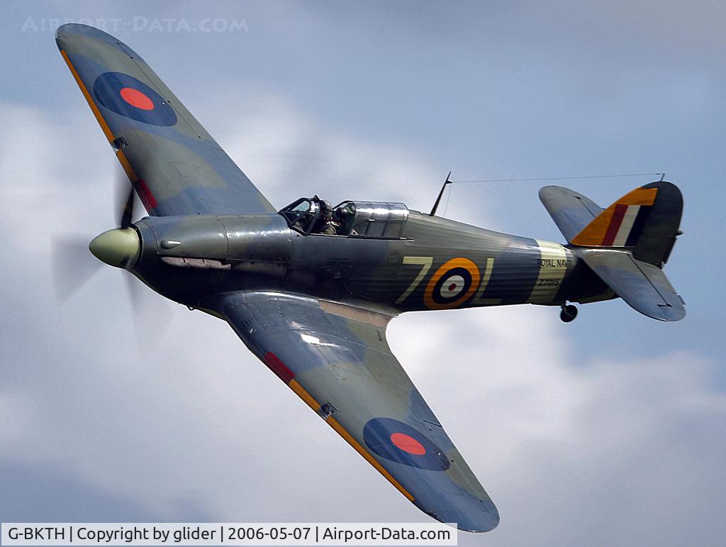 G-BKTH, 1939 Hawker (CCF) Sea Hurricane Mk1B C/N CCF/41H/4013, Pilot enjoying some fresh air  with the hood opened on that exceedingly hot day!!