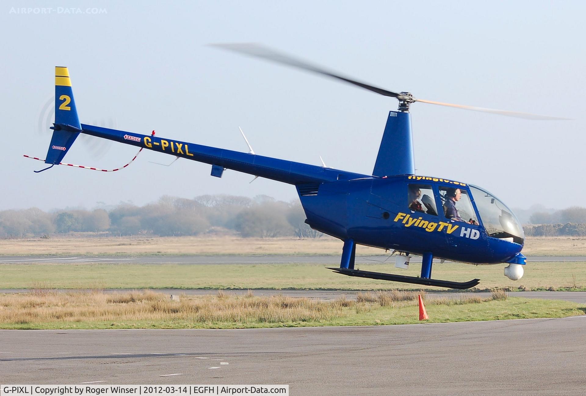 G-PIXL, 2006 Robinson R44 Raven II C/N 11221, Brief visit by Flying TV's Raven II.