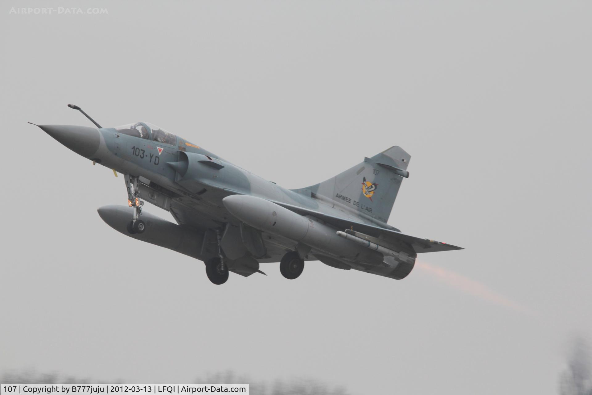 107, Dassault Mirage 2000C C/N 372, on take-off at Cambrai with new code