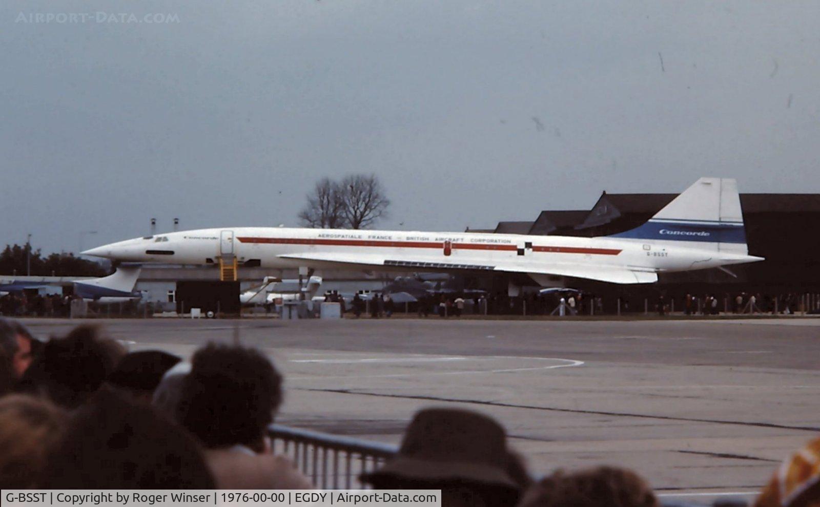 G-BSST, 1966 Aerospatiale-BAC Concorde Prototype C/N 002/13520, The British built prototype Concorde 002 on display at a RNAS Yeovilton Air Day, possibly in 1976.