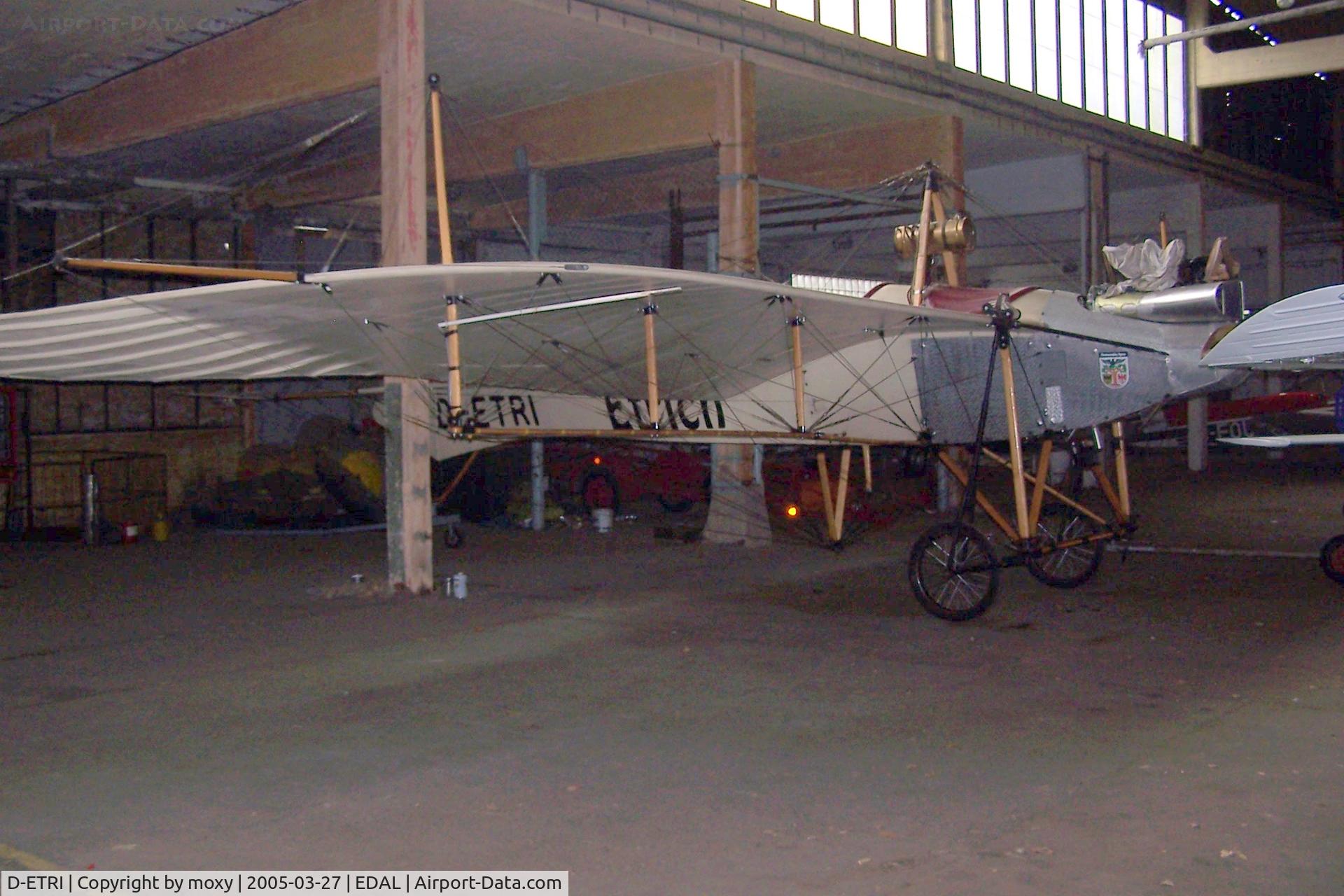 D-ETRI, Etrich Taube C/N Not found D-ETRI, Etrich Taube, replica built and photographed at the now closed Fuerstenwalde Airfield, Brandenburg, East Germany. Now at Peter Jackson's Omaka Aviation Heritage Centre, Marlborough, New Zealand.