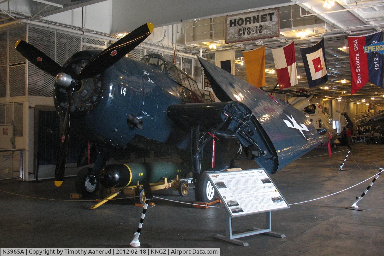 N3965A, 1958 General Motors TBM-3 Avenger C/N Not found (USN69375), USS Hornet