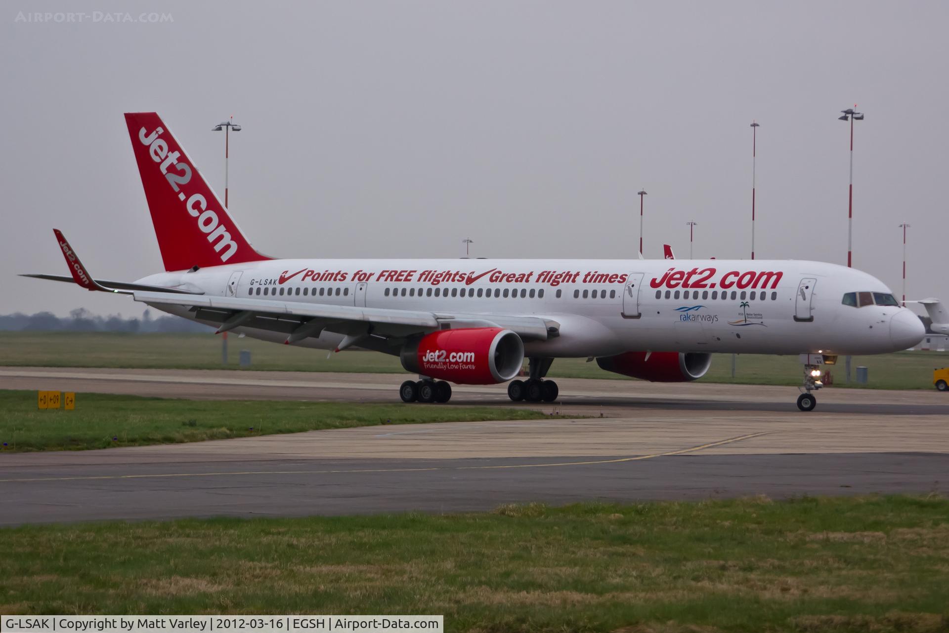 G-LSAK, 1996 Boeing 757-23N C/N 27973, Taxiing to stand 5.