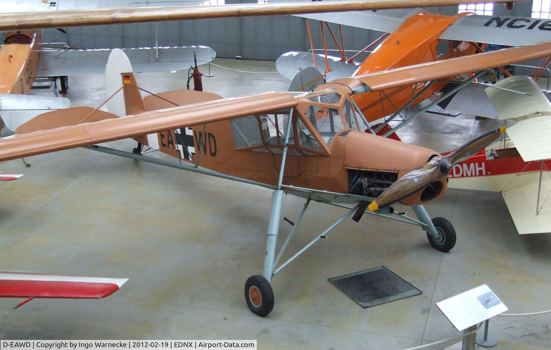 D-EAWD, Fieseler Fi-156C Storch C/N 5440, Fieseler Fi 156C Storch (a combo of german fuselage and tail with french Morane-Saulnier built wings, restoration completed 2003) at the Deutsches Museum Flugwerft Schleißheim, Oberschleißheim