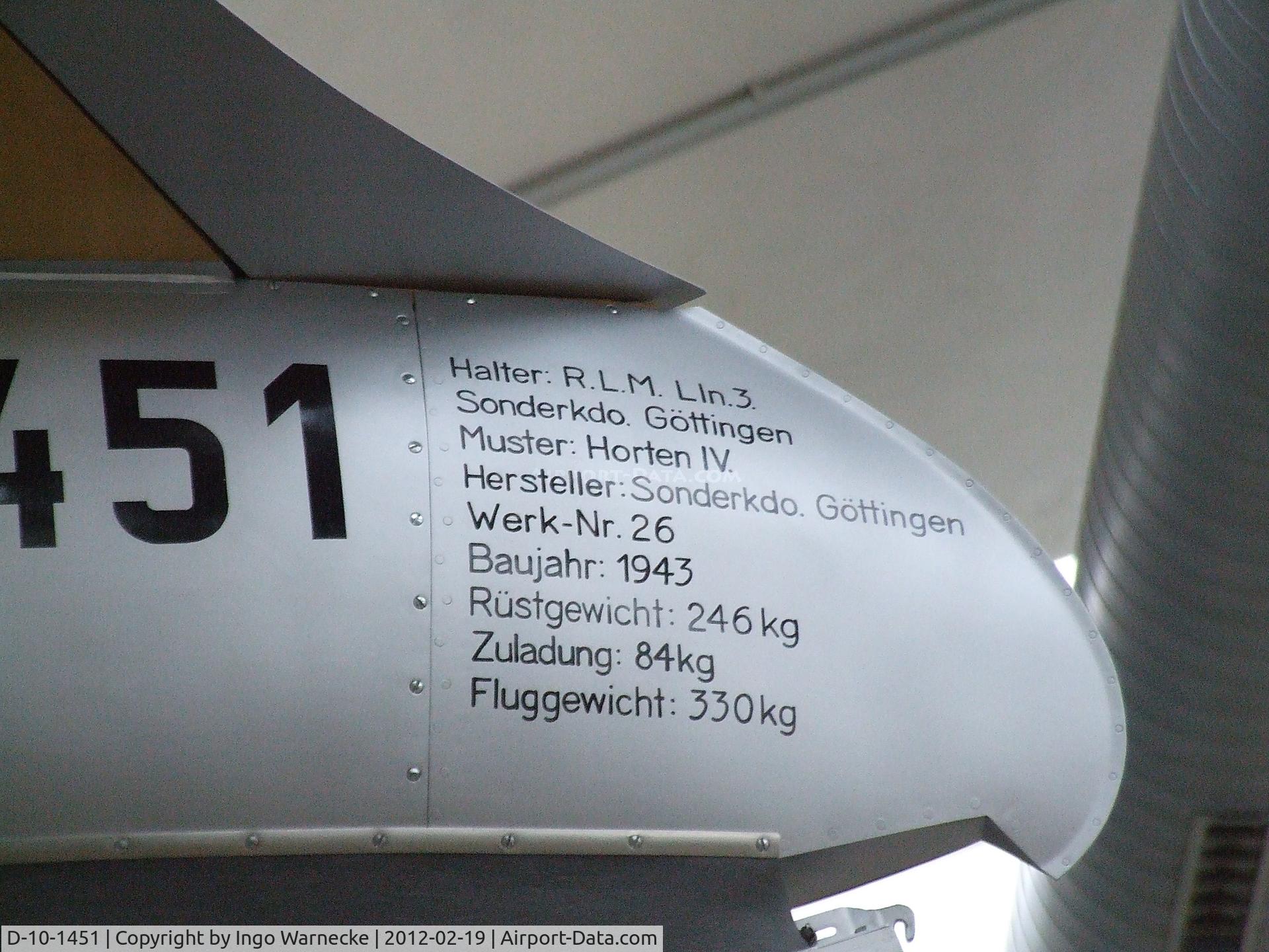 D-10-1451, 1943 Horten IV C/N 26, Horten IV at the Deutsches Museum Flugwerft Schleißheim, Oberschleißheim