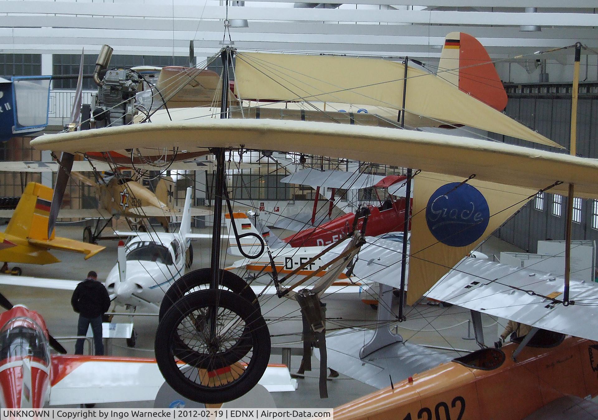 UNKNOWN, 2009 Roman Weller Flugzeugbau Grade 1909 Libelle replica C/N 01, Roman Weller Flugzeugbau Grade 1909 Libelle replica (did fly - and may do so again in short hops - but was never registered) at the Deutsches Museum Flugwerft Schleißheim, Oberschleißheim