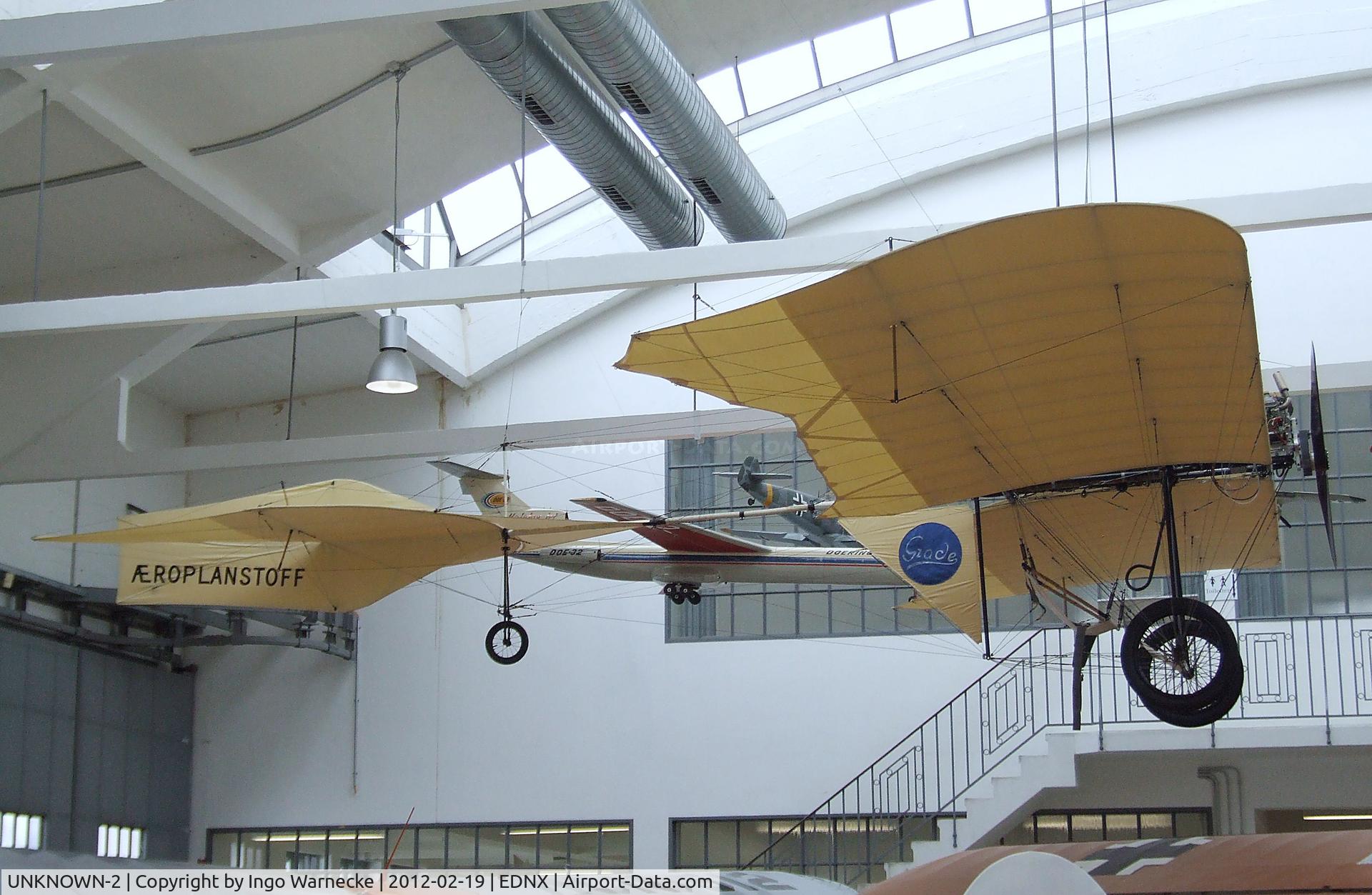 UNKNOWN-2, , Roman Weller Flugzeugbau Grade 1909 Libelle replica (did fly - and may do so again in short hops - but was never registered) at the Deutsches Museum Flugwerft Schleißheim, Oberschleißheim