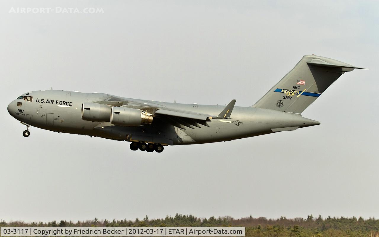 03-3117, 2003 Boeing C-17A Globemaster III C/N P-117, on final at Ramstein AB