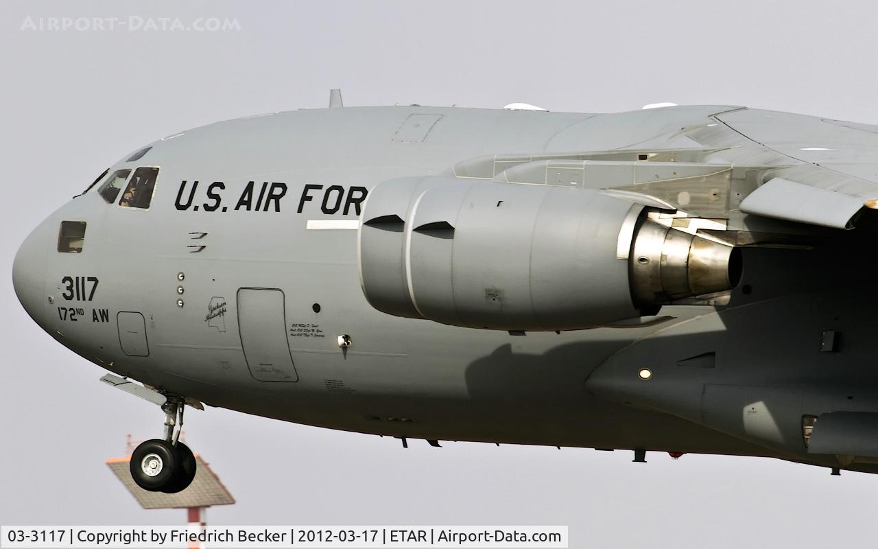 03-3117, 2003 Boeing C-17A Globemaster III C/N P-117, on final at Ramstein AB