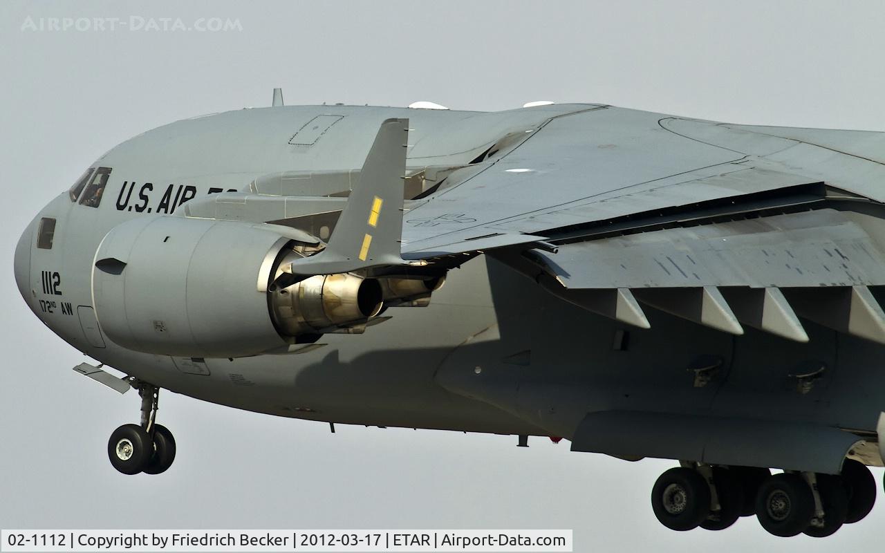 02-1112, 2002 Boeing C-17A Globemaster III C/N P-112, on final at Ramstein AB