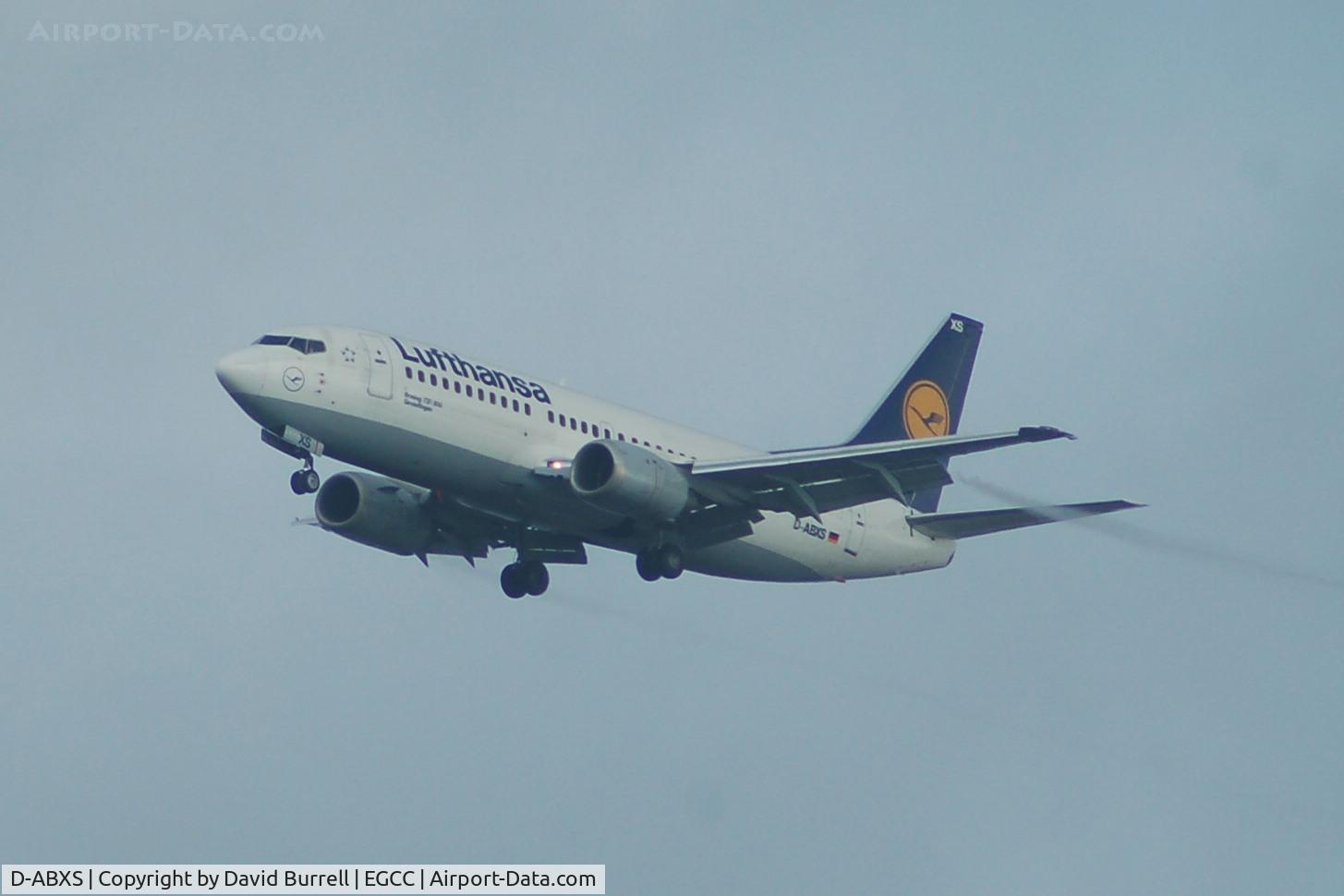 D-ABXS, 1988 Boeing 737-330 C/N 24280, Lufthansa Boeing 737-330 on approach to Manchester Airport