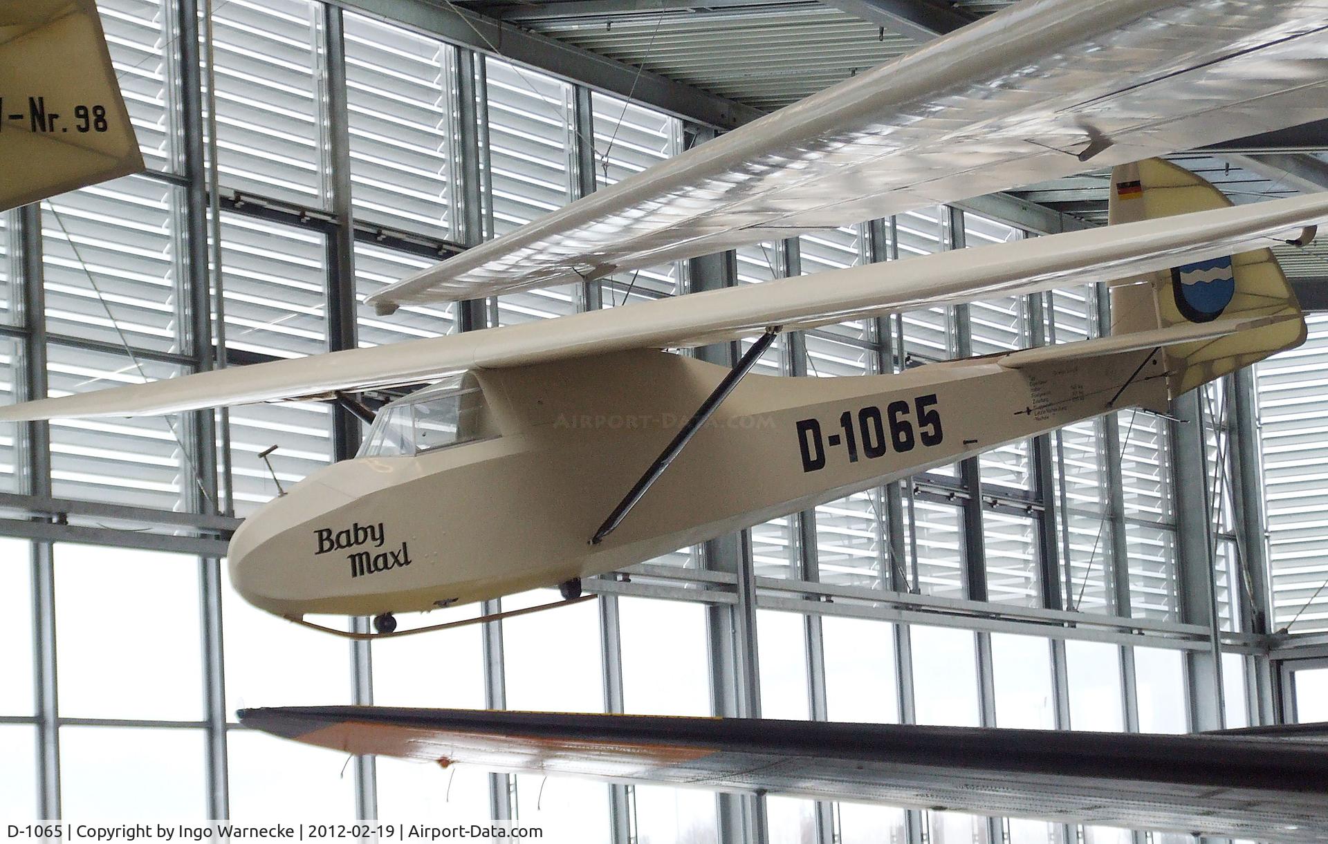 D-1065, 1944 Schneider Grunau Baby IIb C/N Not found D-1065, Schneider DFS 108-49 Grunau Baby IIb at the Deutsches Museum Flugwerft Schleißheim, Oberschleißheim