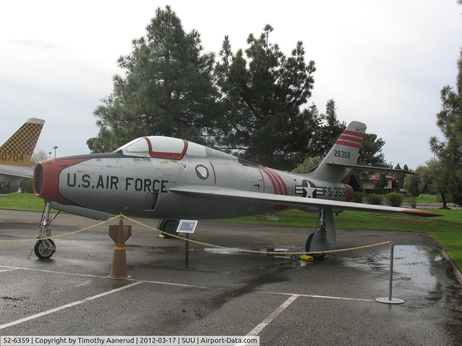 52-6359, Republic F-84F Thunderstreak C/N Not found 52-6359, Republic F-84F-30-RE, 52-6359, Travis AFB Museum