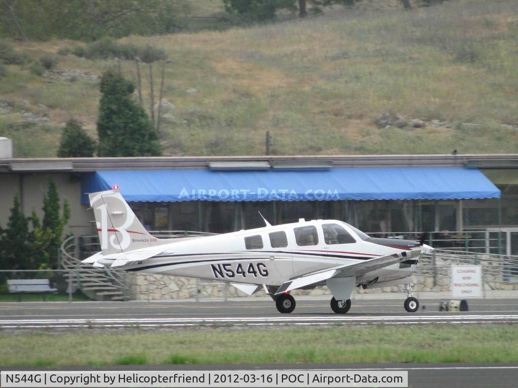 N544G, 2011 Hawker Beechcraft Corp G36 Bonanza C/N E-3947, Slowing down to turn on taxiway