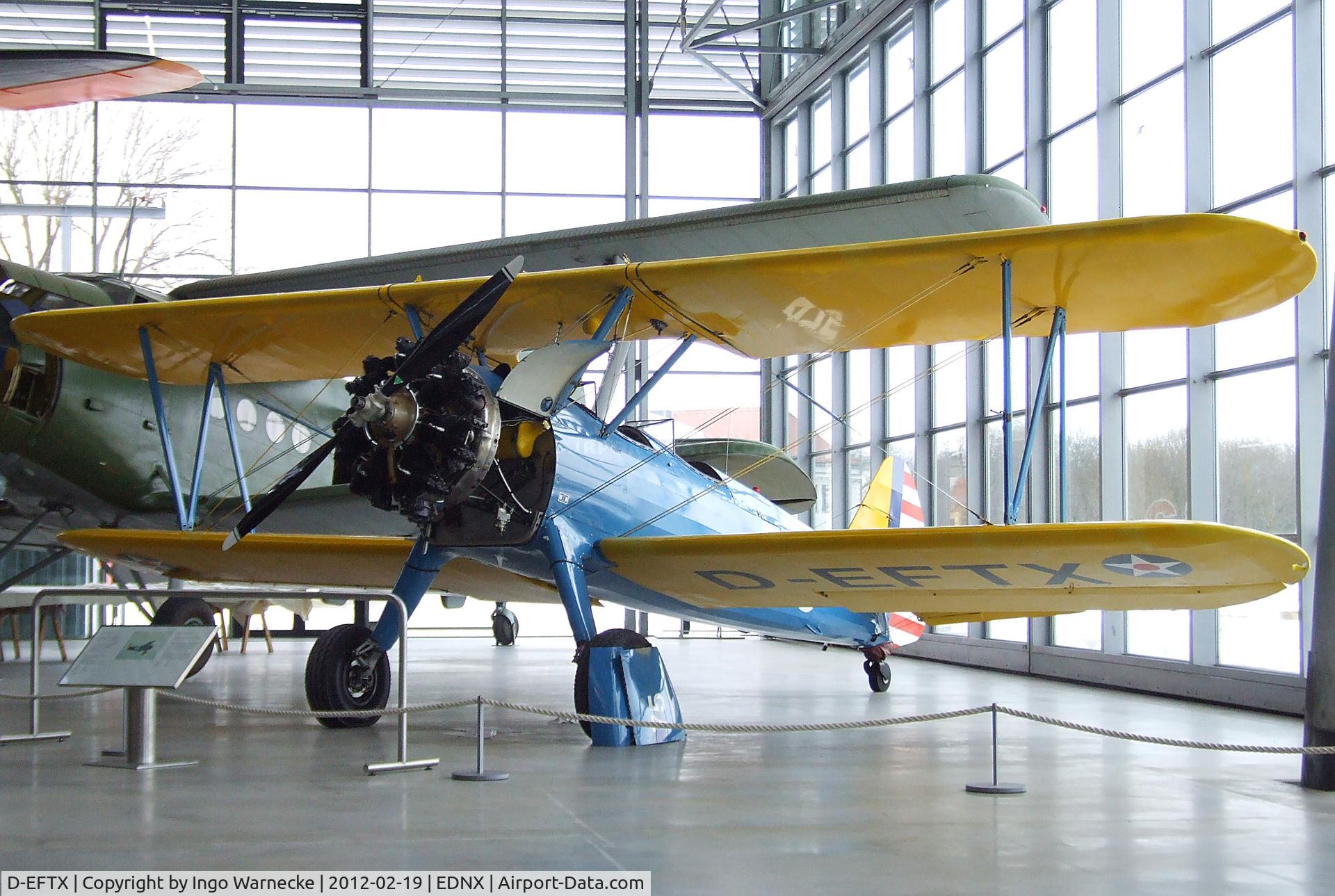 D-EFTX, 1942 Boeing A75N1 (PT17) C/N 75-3475, Stearman N2S-4 at the Deutsches Museum Flugwerft Schleißheim, Oberschleißheim