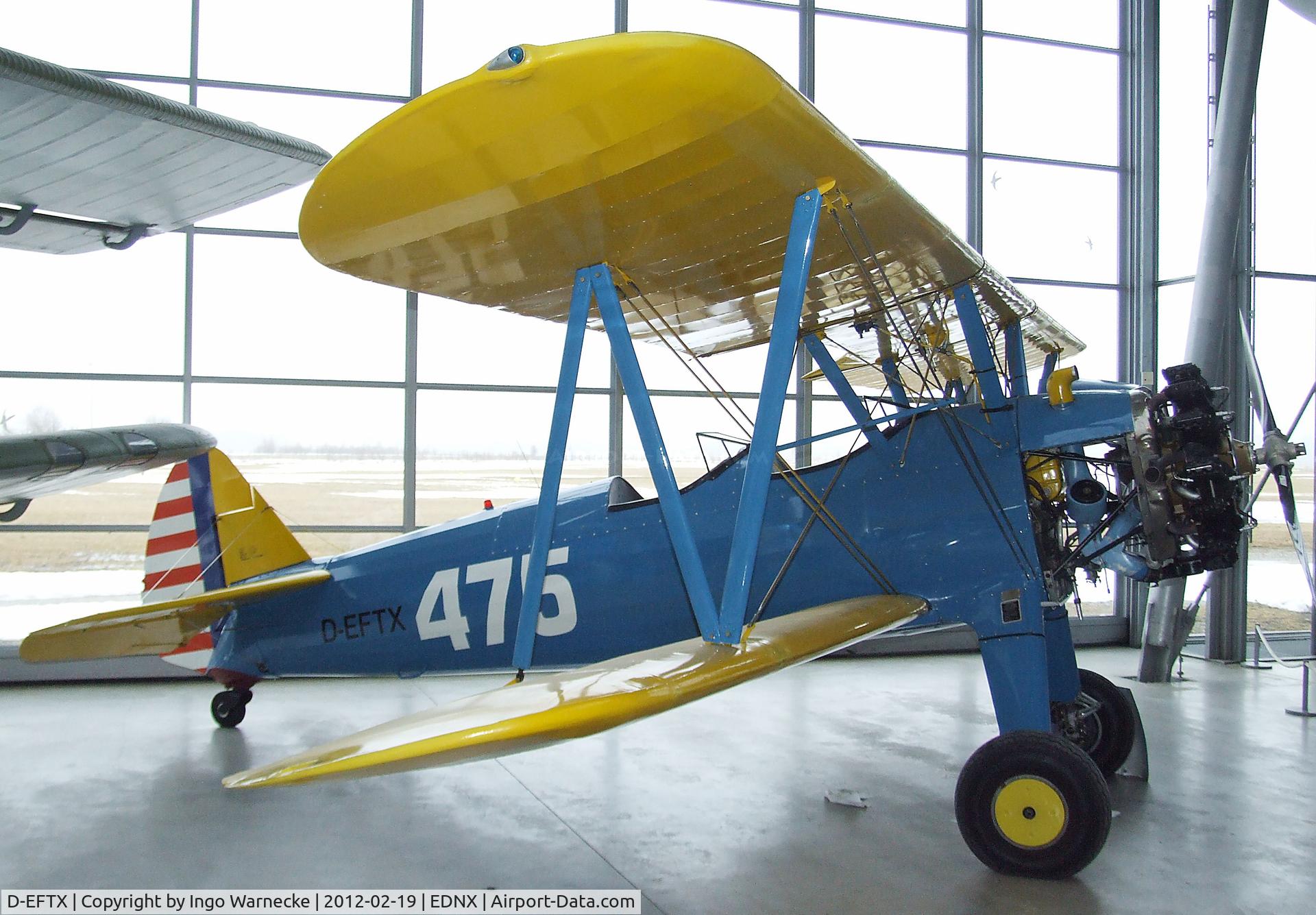 D-EFTX, 1942 Boeing A75N1 (PT17) C/N 75-3475, Stearman N2S-4 at the Deutsches Museum Flugwerft Schleißheim, Oberschleißheim