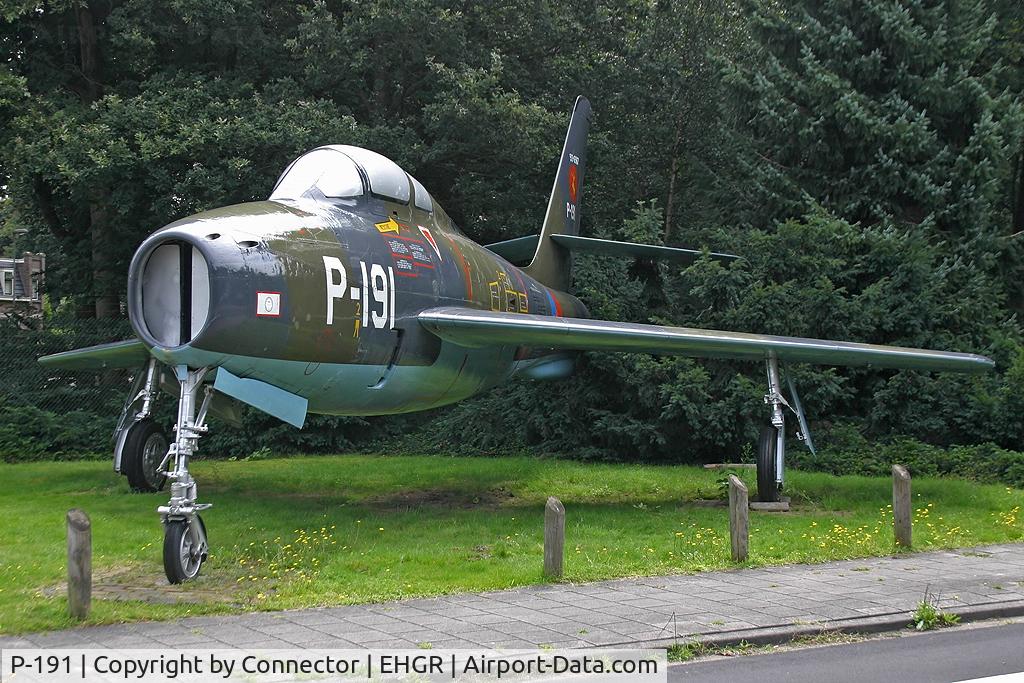 P-191, Republic F-84F Thunderstreak C/N Not found (P-191), Preserved in the local 314 squadron outfit.