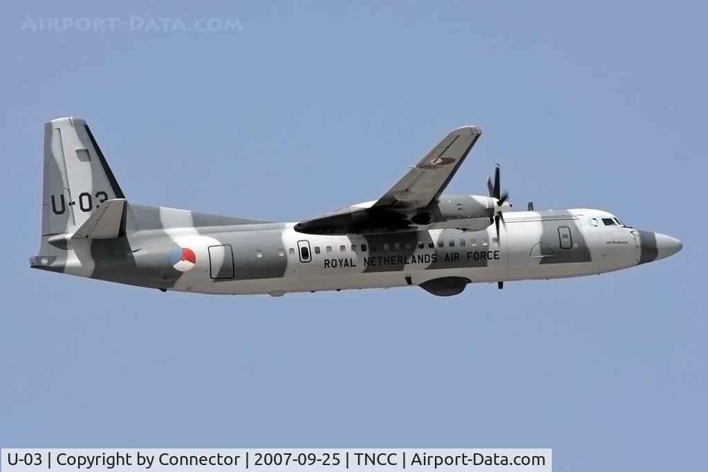 U-03, 1996 Fokker 60UTA-N C/N 20327, Probably one of the last pictures of this plane on Curacao. Replaced by two Dash-8s which will do the coastal patrols in this region.