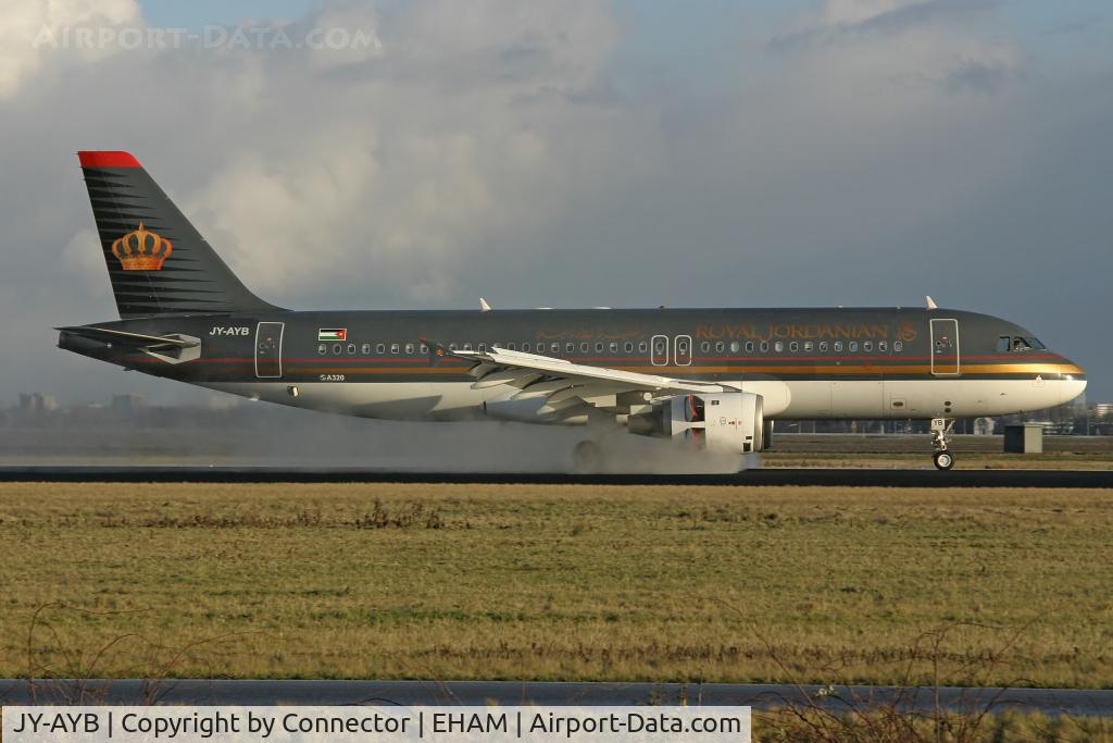 JY-AYB, 1989 Airbus A320-212 C/N 88, Blow drying the runway.