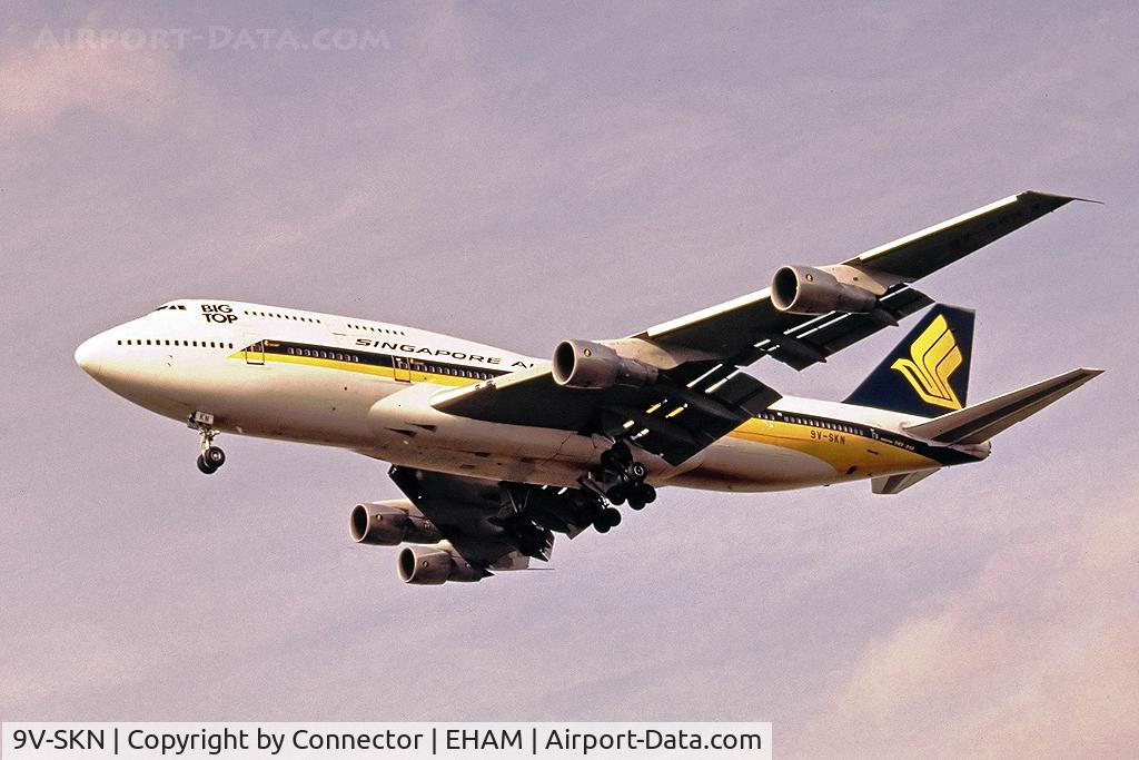9V-SKN, 1986 Boeing 747-312 C/N 23410, Scanned from slide.