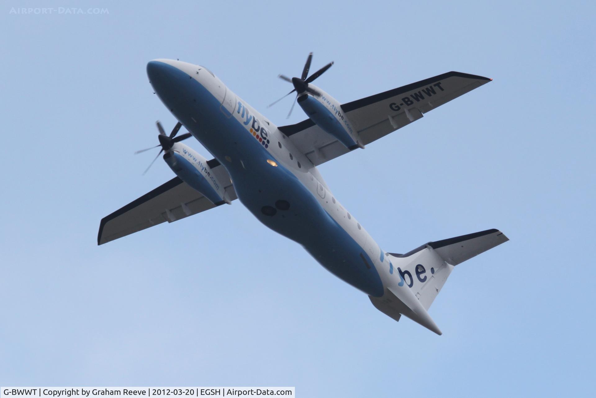 G-BWWT, 1995 Dornier 328-100 C/N 3022, Departing from Norwich.