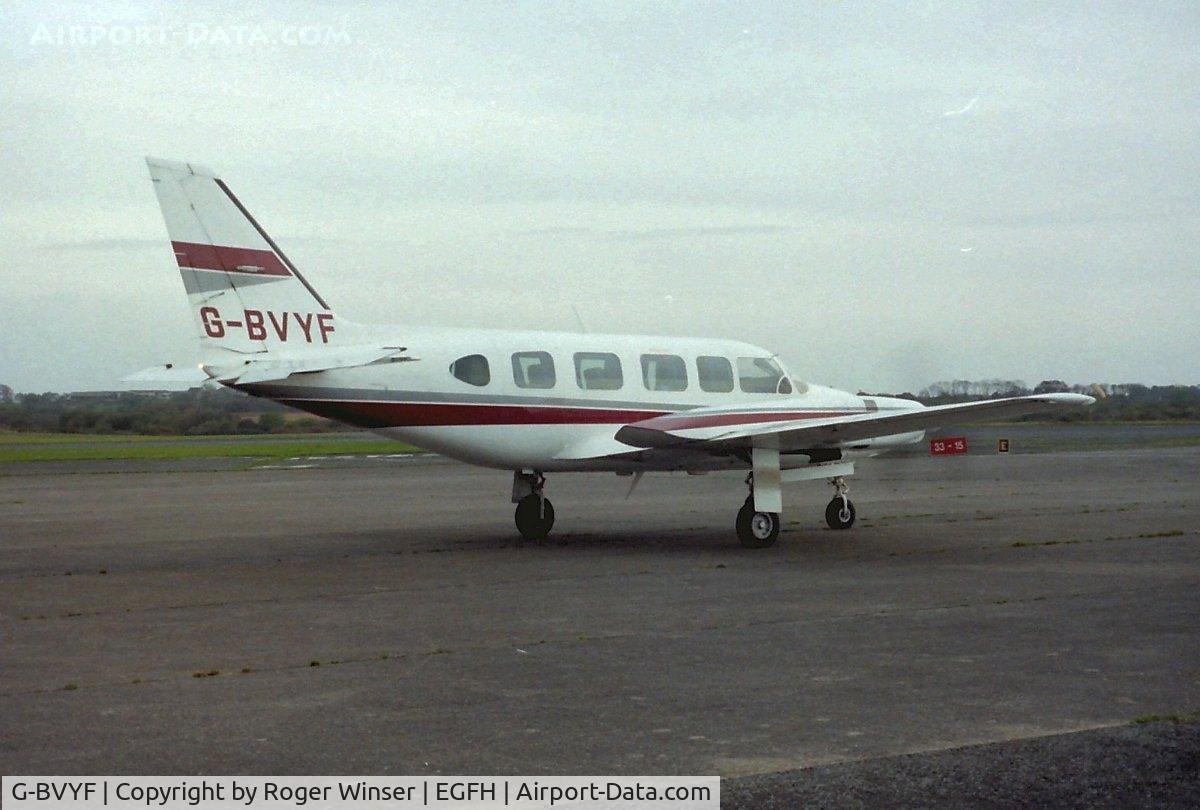 G-BVYF, 1979 Piper PA-31-350 Navajo Chieftain Chieftain C/N 31-7952102, Visiting Navajo Chieftain of Haverfordwest Air Charter Services (later branded FlyWales). Photographed in the early 2000's.