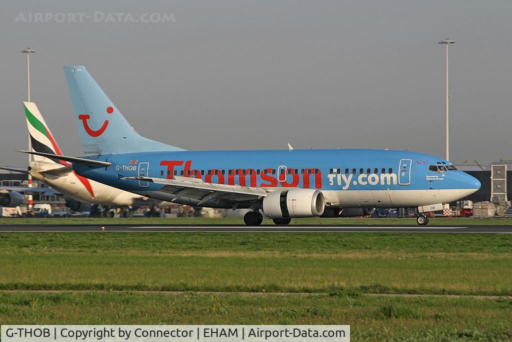 G-THOB, 1990 Boeing 737-5L9 C/N 24928, Arriving at Amsterdam.