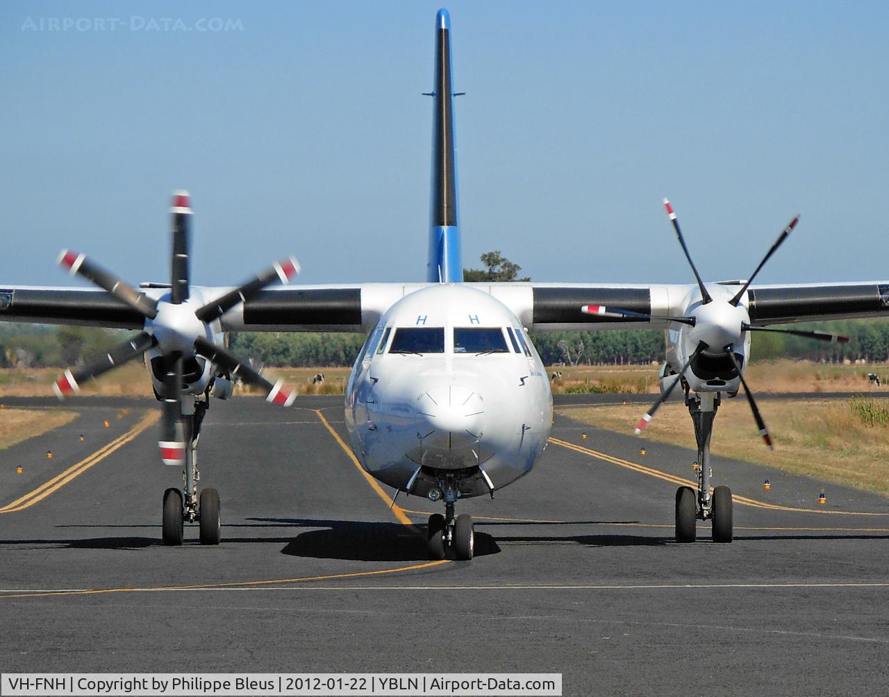 VH-FNH, 1987 Fokker 50 C/N 20113, Arriving at the parking zone.
