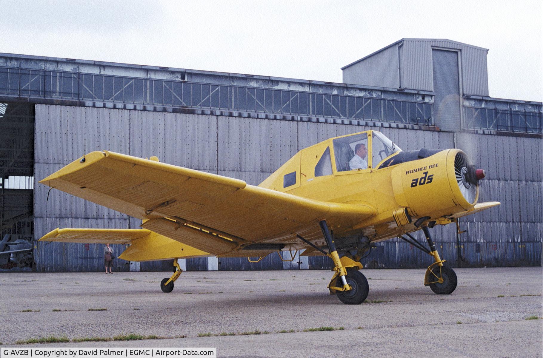 G-AVZB, 1967 Zlin Z-37A Cmelak C/N 0408, Ladi Marmol departing from the Heavy Lift pan at Southend Airport in his Cmelak.