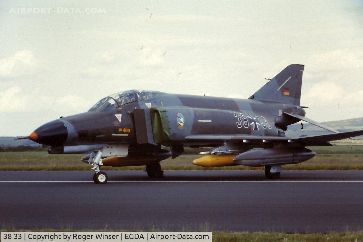 38 33, 1972 McDonnell Douglas F-4F Phantom II C/N 4704, Luftwaffe Phantom 38+33 on display at a RAF Brawdy airshow, Pembrokeshire, Wales, UK in the late 1970's/early 1980.