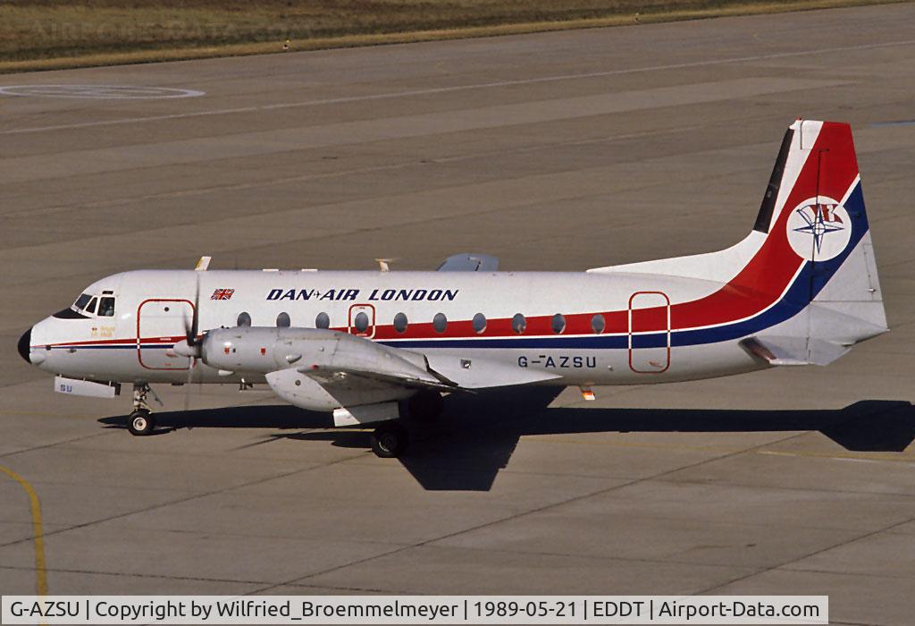 G-AZSU, 1967 Hawker Siddeley HS.748 Series 2A C/N 1612, Taxiing out for the next flight.