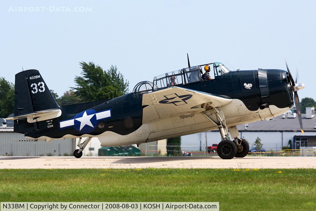 N33BM, 1943 Grumman TBM-3E Avenger C/N 53119, EAA Airventure 2008.